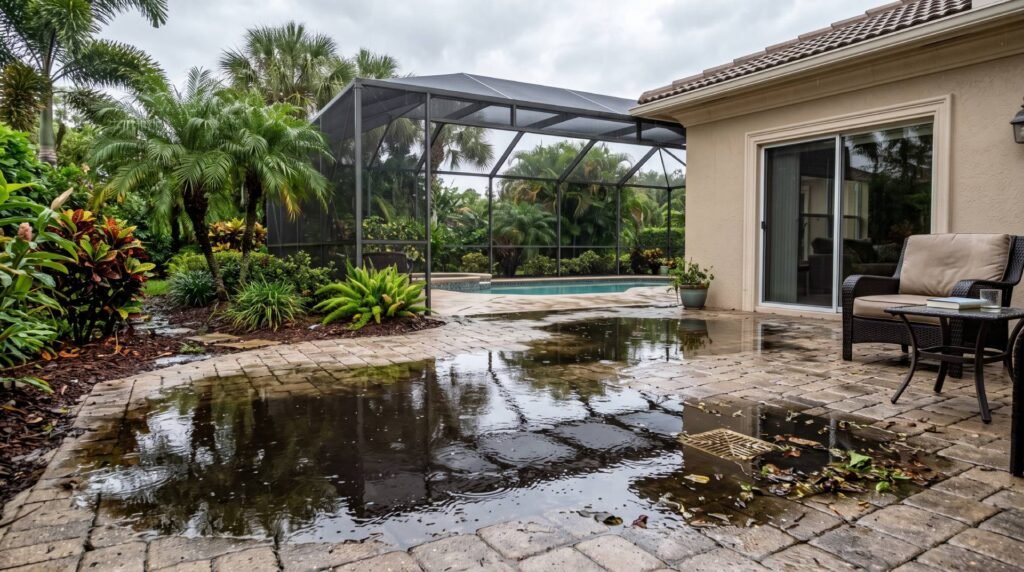 Why Is Water Pooling on Your Patio? Screen Enclosure Drainage & Super Gutter Guide